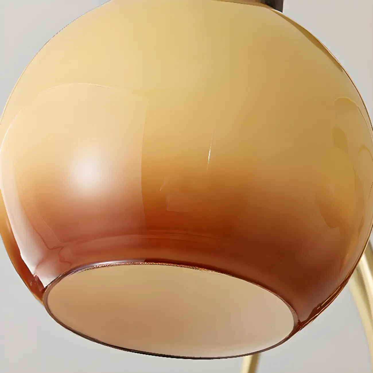 Classic Gold Metal Amber Glass Dome Chandelier