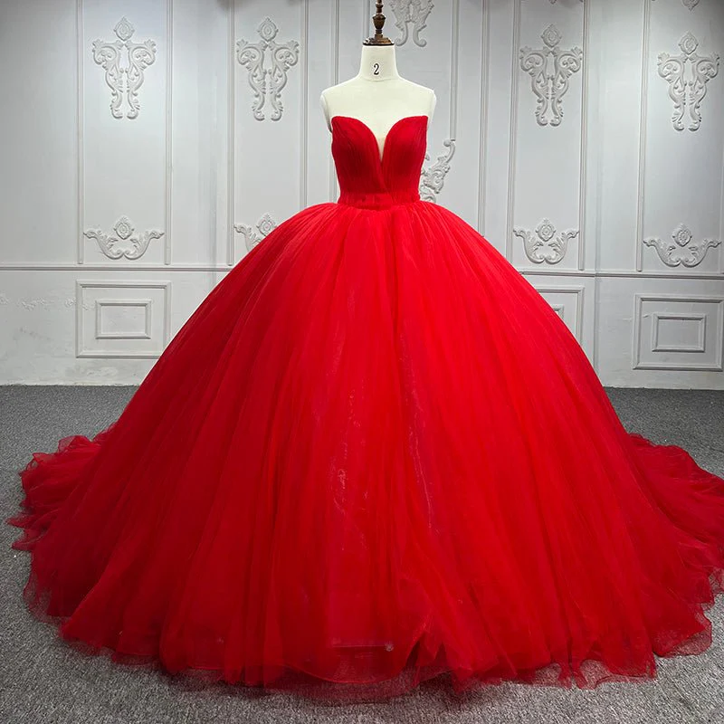 Quinceanera Dress Red Sweetheart Ruched  Prom Dresses Ball Gown