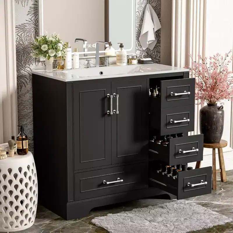 36 Bathroom Vanity Sink Combo with Storage , Bathroom Storage Cabinet with Soft Close Doors and Drawers