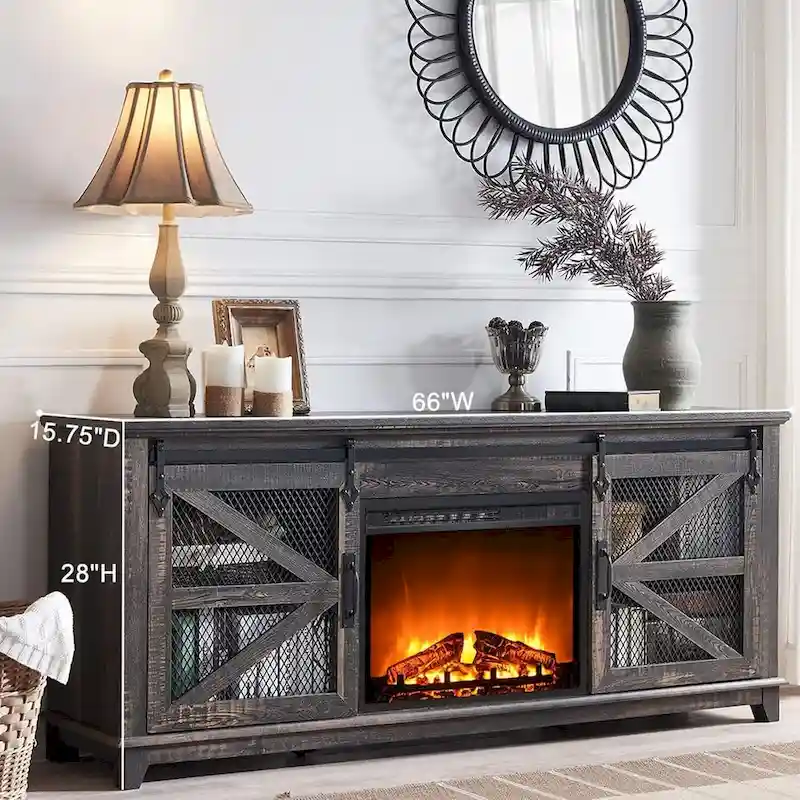 Farmhouse Fireplace TV Stand, Entertainment Center, TV Console