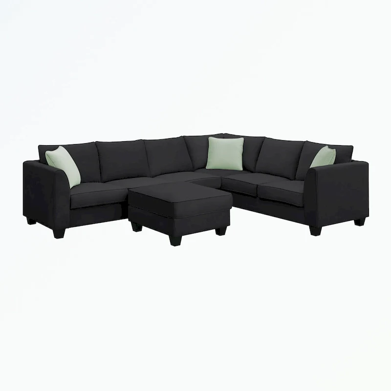 Modular Sectional Sofa with Ottoman and 3 Pillows
