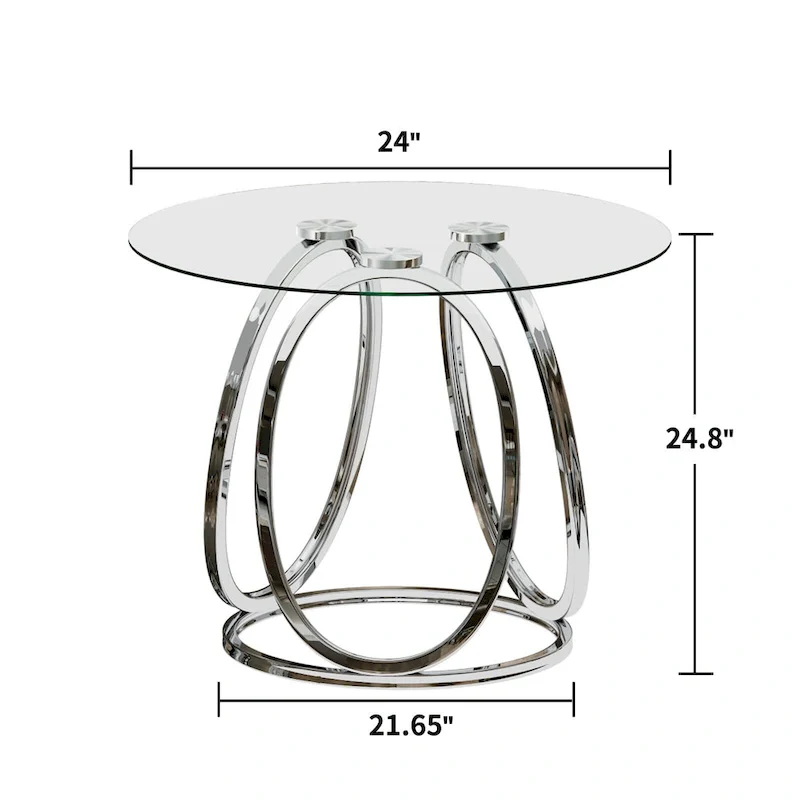 Glass Side Table with Metal Frame