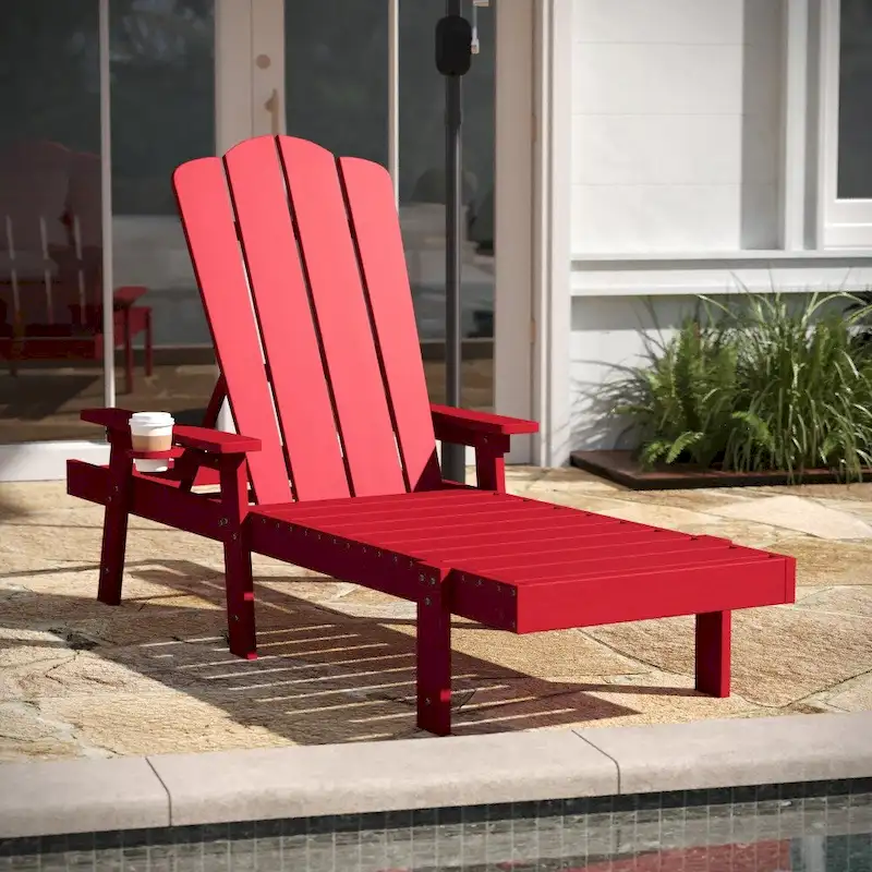Indoor-Outdoor Adjustable Adirondack Lounger with Fold Out Cupholder