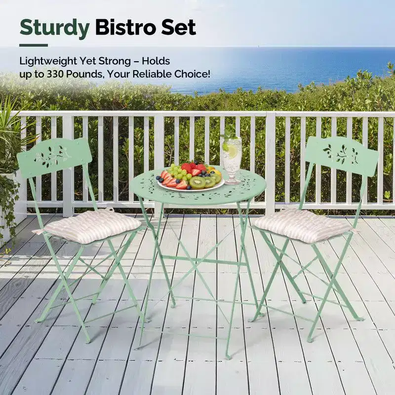 Karl Home 3-Piece Bistro Set With Seat Cushions