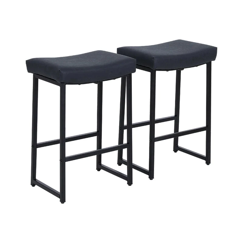 2-Piece Saddle Design PU Leather Bar Stool with Sturdy Metal Frame