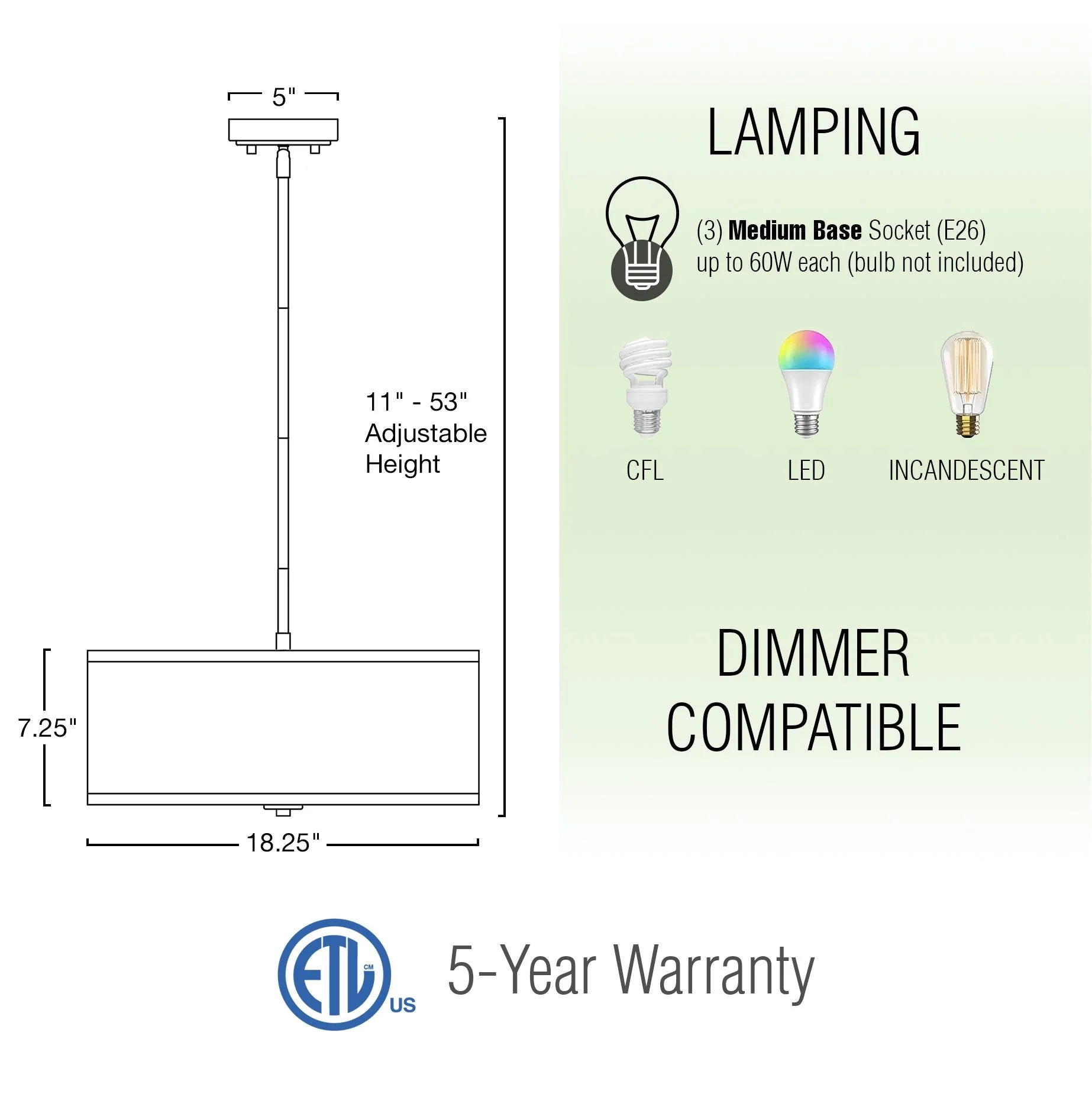 Nolan 18 Classic 3-Light Drum Pendant Chandelier