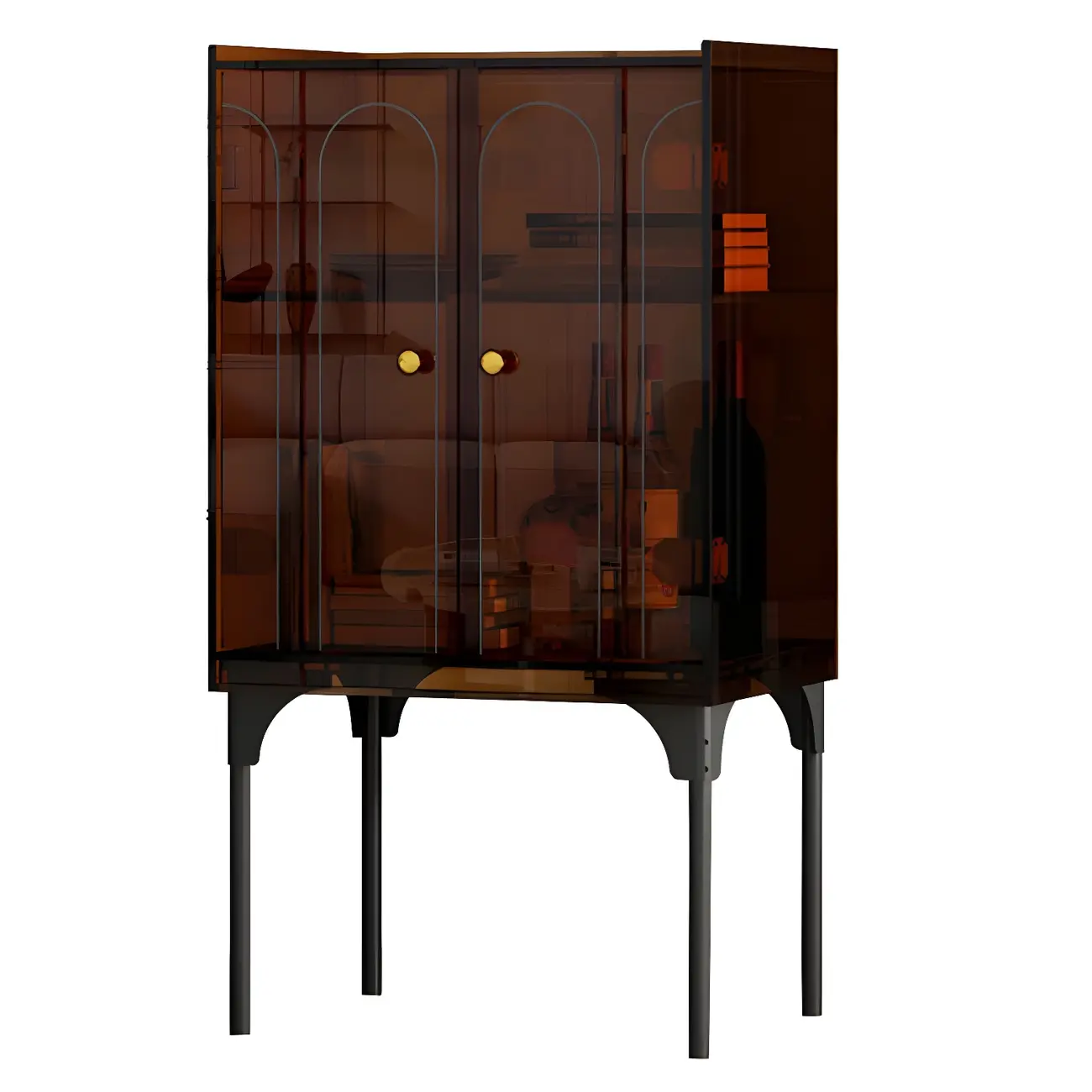 Modern Plastic/Acrylic Sideboard Cabinets with Shelves in Red