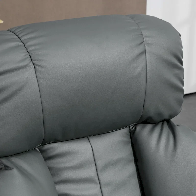 Gray Massage Recliner Chair with Footstool, 360° Swivel, Single Seat