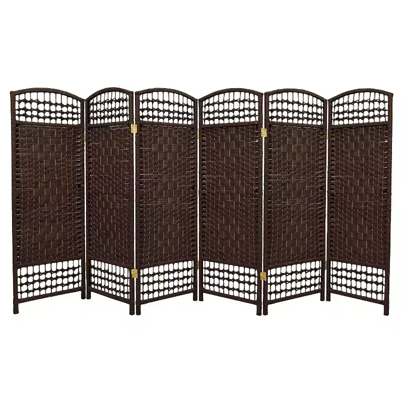 4 ft. Tall Fiber Weave Room Divider - Dark Mocha (6 Panels) - Oriental Furniture