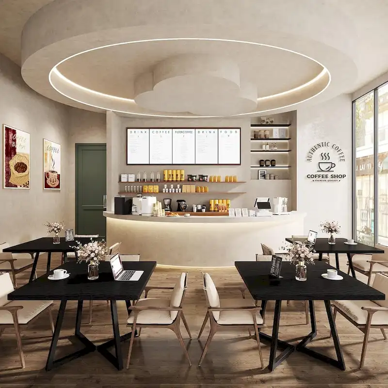 31.5 Inches Wood Square Dinner Table with Metal Base