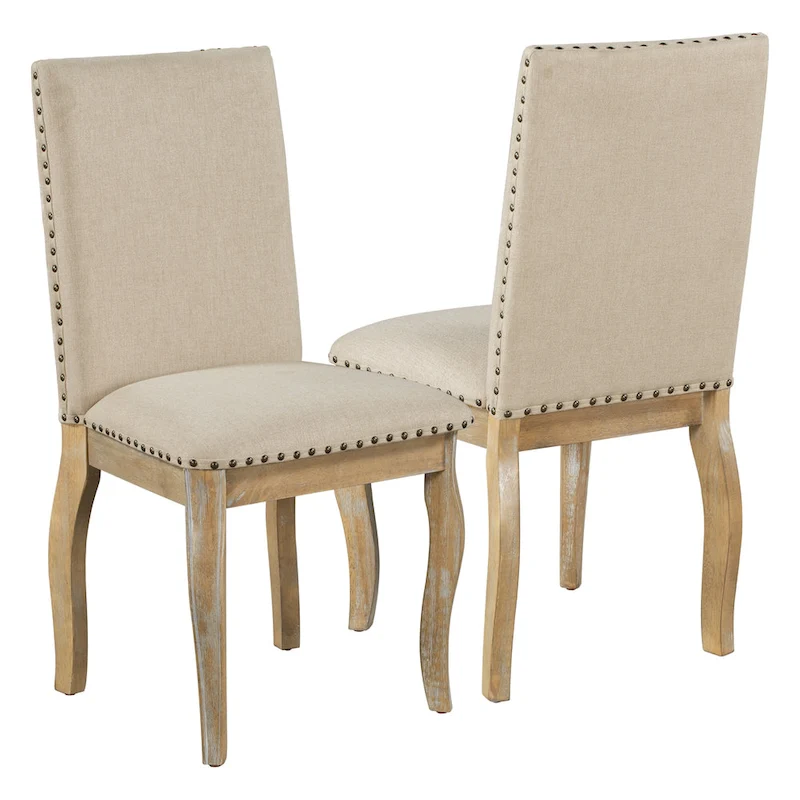 Dining Chairs Wood Upholstered Fabirc Dining Room Chairs with Nailhead,Set of 4