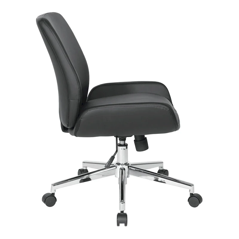 Office Chair with Faux Leather and Chrome Finish Base