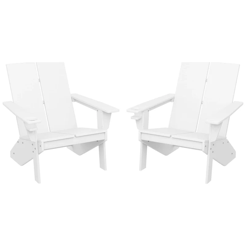 Polytrends Coastin Modern Poly Adirondack Chair (Set of 2), Black