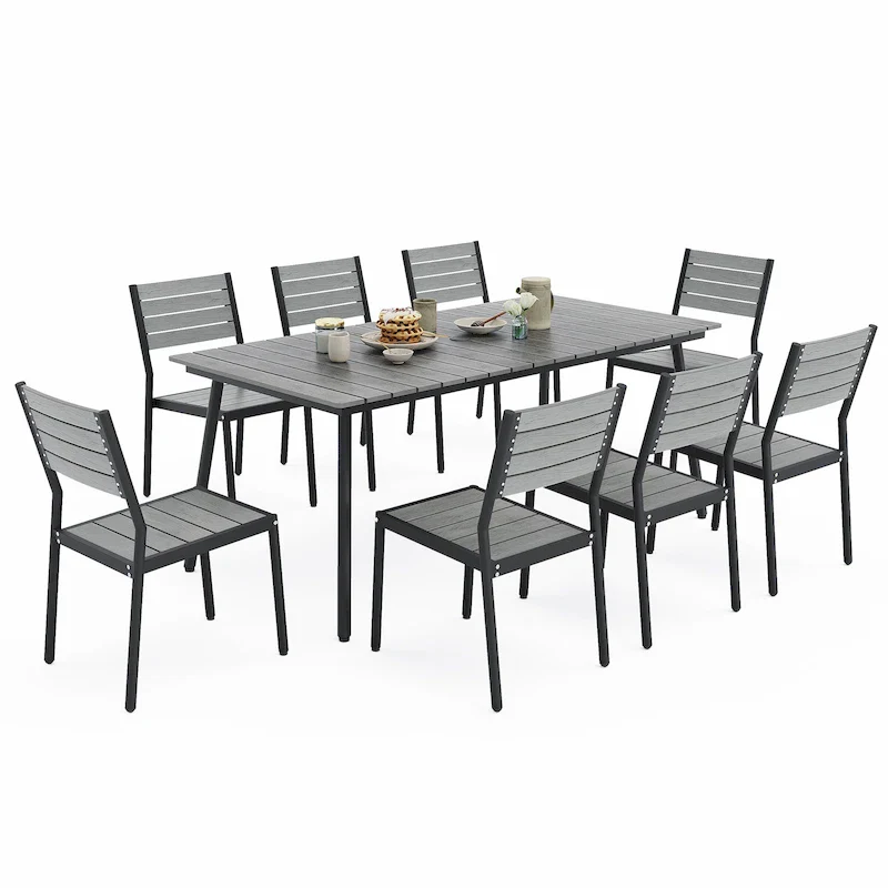 VredHom 7/9-Piece Outdoor Patio Dining Set with Stackable Chairs