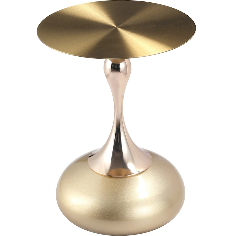 Savoy 18-Inch Round Side Table in Gold Stainless-Steel End Table with a Round Pedestal base