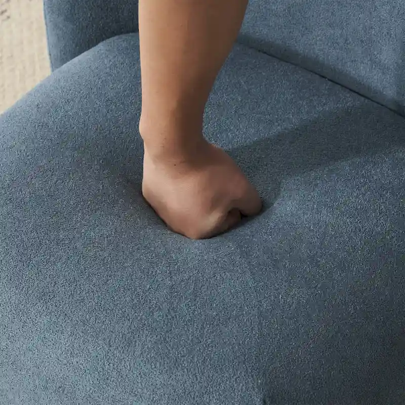 '- Eliana Modern Teddy Fabric Accent Chair with Curved Backrest and Legs