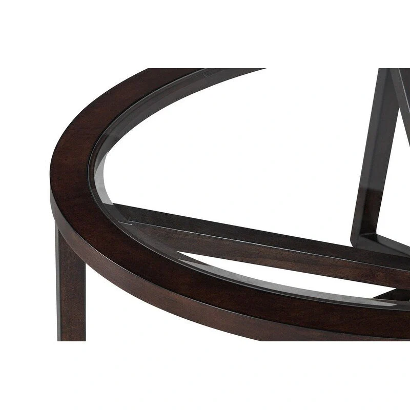 Modern Glass Coffee Table X-Cross Solid Wood Base End Table