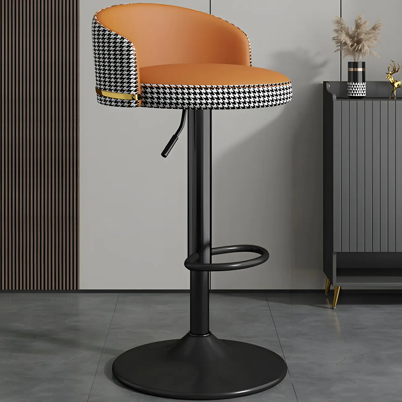 24 Inch Faux Leather Bar Stool Height Adjustable Modern