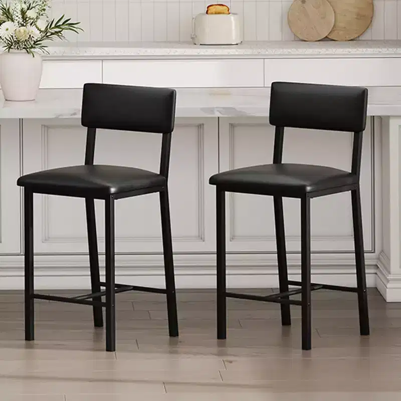 COZONY Upholstered Bar Stools, PU Leather Back Footrest Counter Height Thickened Metal Legs for Kitchen Island Bar