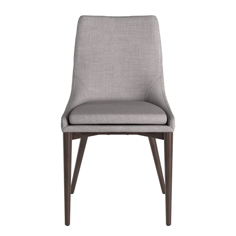 Mid-Century Barrel-Back Linen Dining Chairs with Tapered Legs – Dark Grey / Grey / White