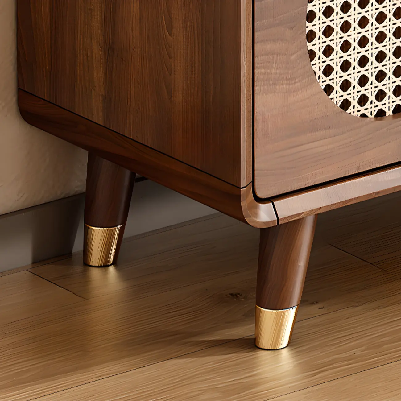 Bohemian Slim Brown Drop-Front Wood Shoe Cabinet