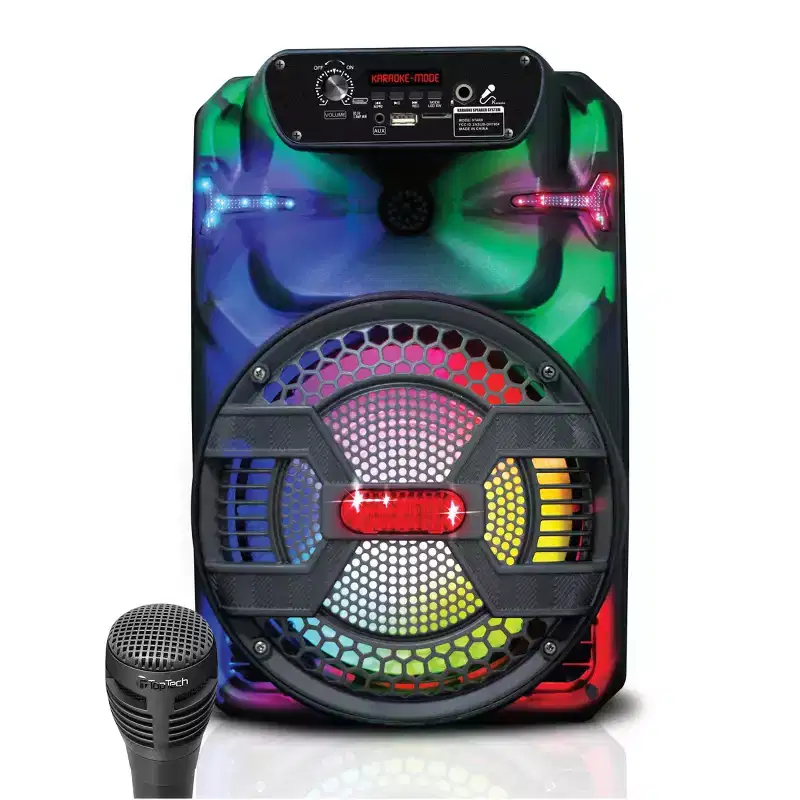 TOPTECH STAR-8 Bluetooth Party Speaker, 8 Woofer, Flame Lights, Karaoke