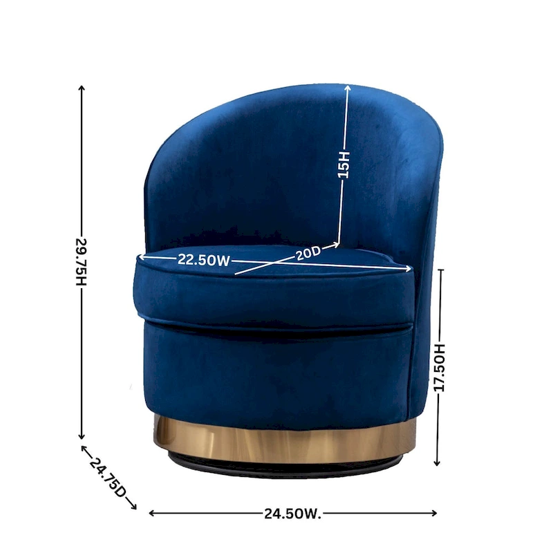 Blue 22 Upholstered Velvet Accent Chair with Swivel Base