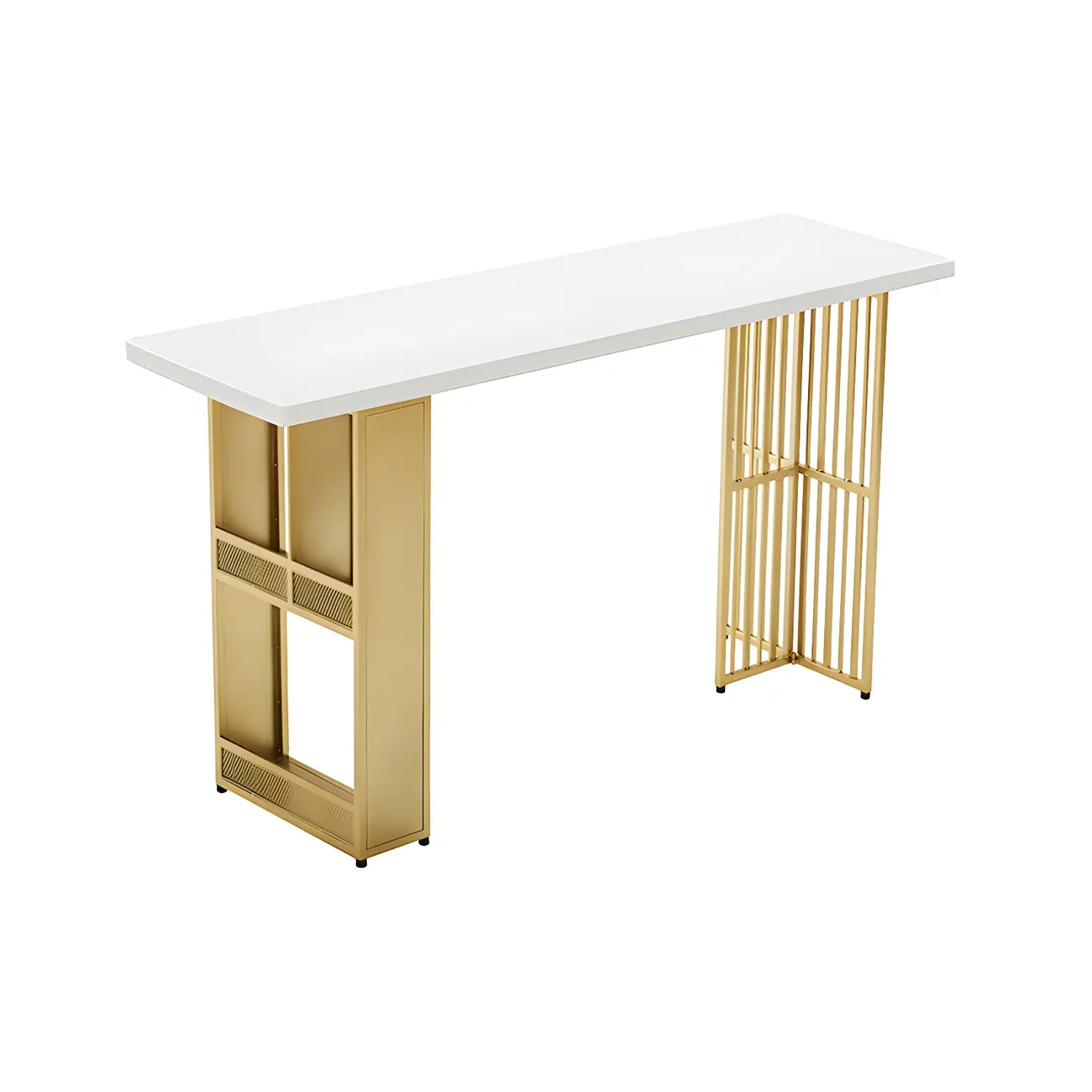 Glam Gold Wood Top Metal Shelf Bar Tables