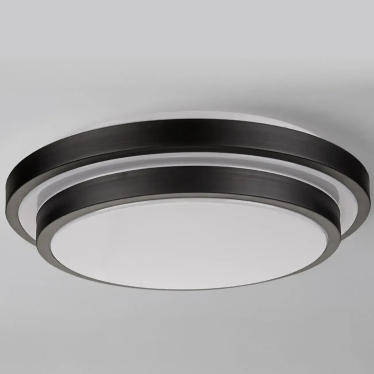 Industrial Black Round Warm LED Flush Mount Ceiling Light