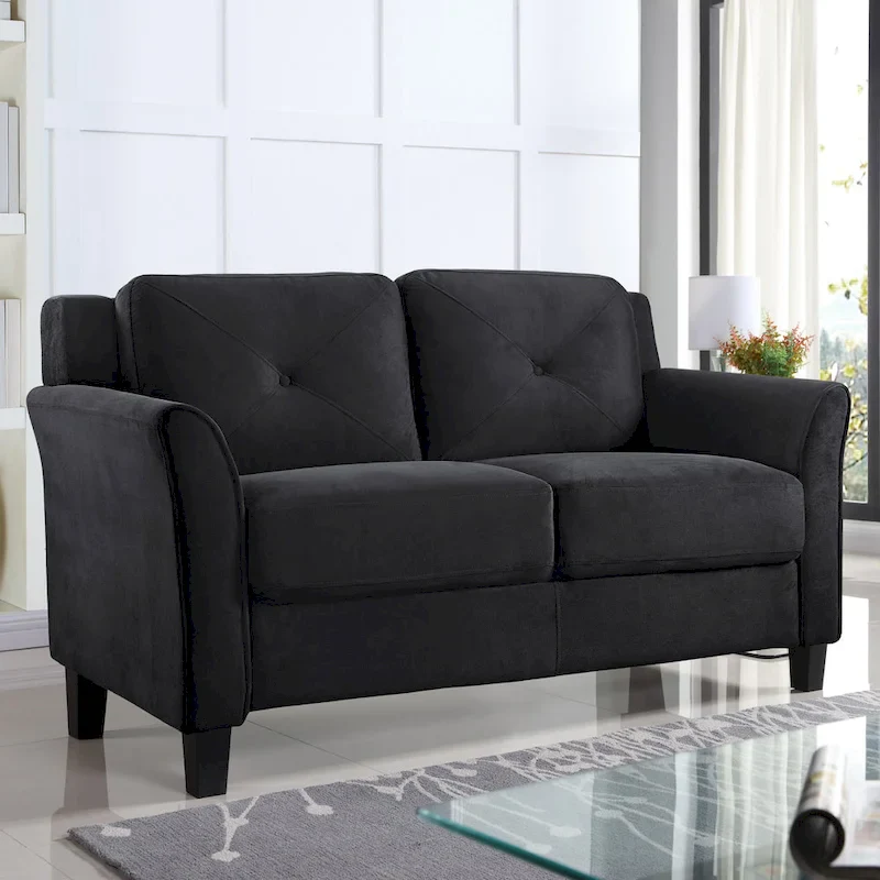 Microfiber Loveseat – 2-Seater Sofa with Tufted Back, Available in 5 Colors