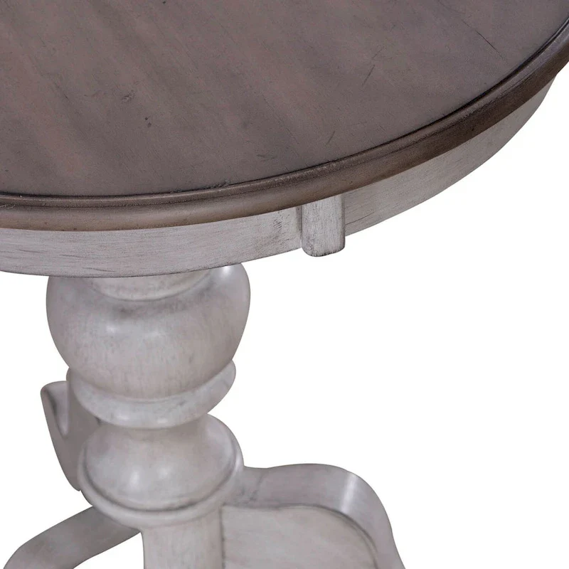 Ocean Isle Antique White & Weathered Pine Round End Table