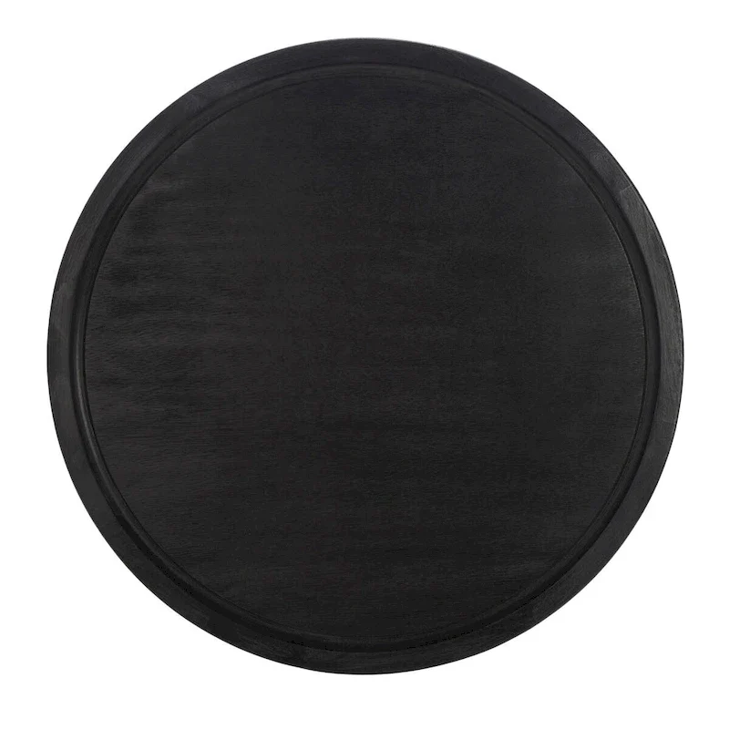 Round Pedestal Coffee Table – Natural / Dark Oak / Black / Black & White Wash, Farmhouse Style