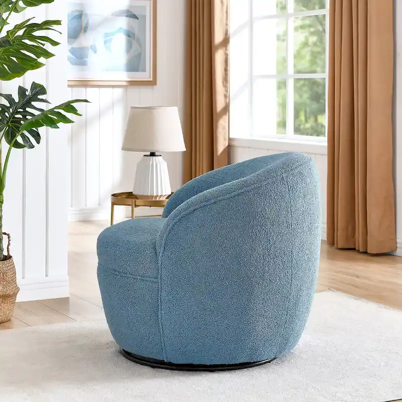 Galleria 360 Swivel Teddy Sherpa Fabric Barrel Chair