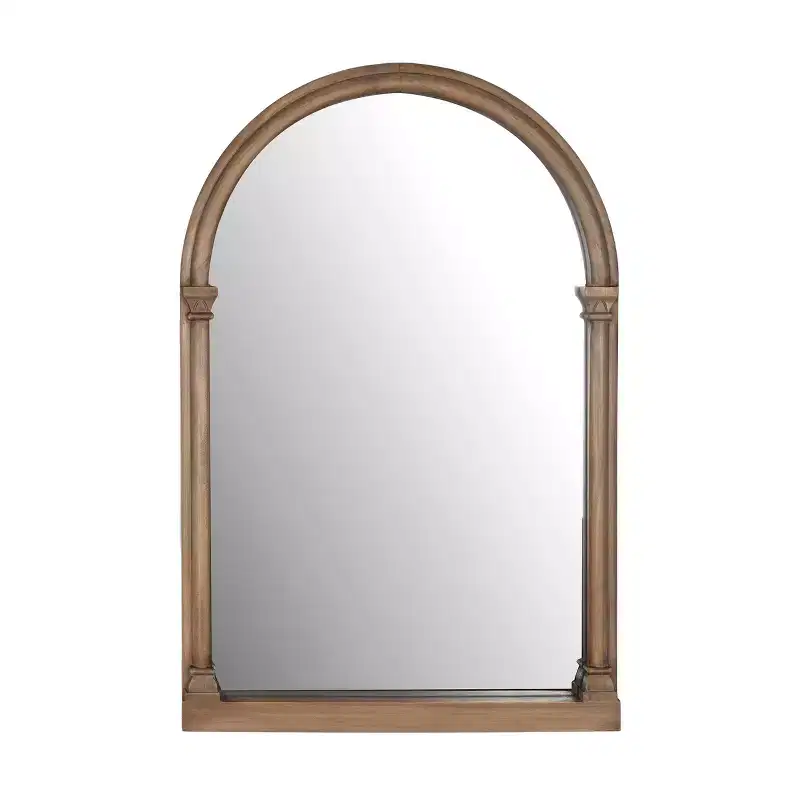 Holli Furniture Traditional Arched Wood Wall Mirror Brown