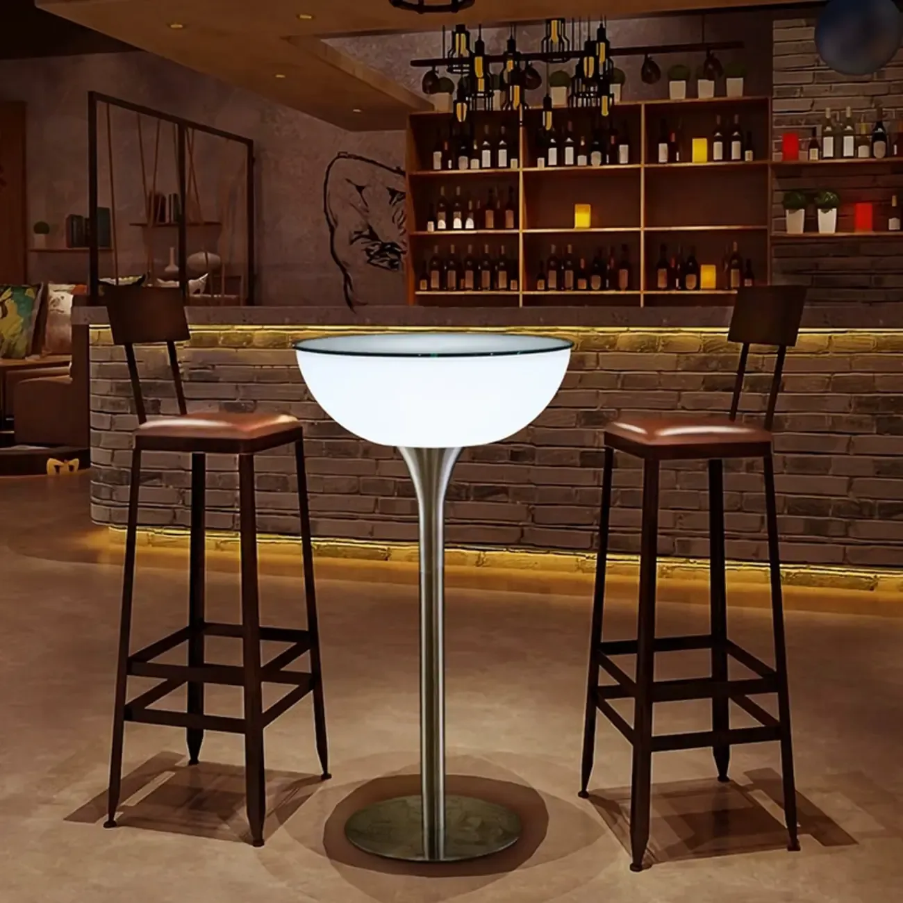 Modern Lighting White Acrylic Silver Metal Bar Tables