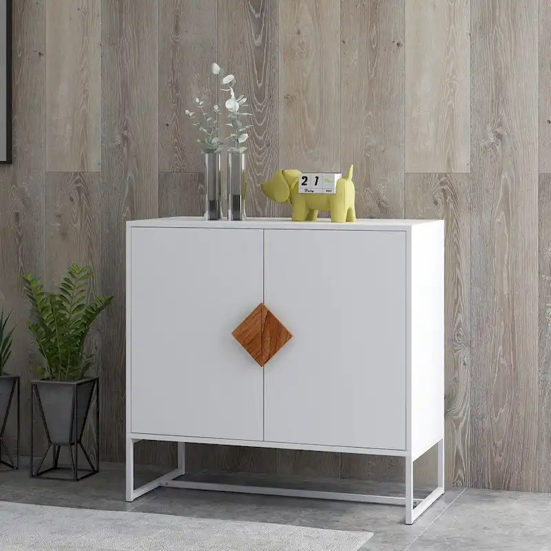 White 2-Door Sideboard with Square Handles – 1 Person Assembly