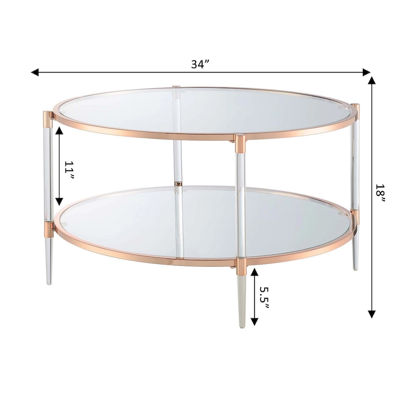 Convenience Concepts Royal Crest 2 Tier Acrylic Glass Coffee Table