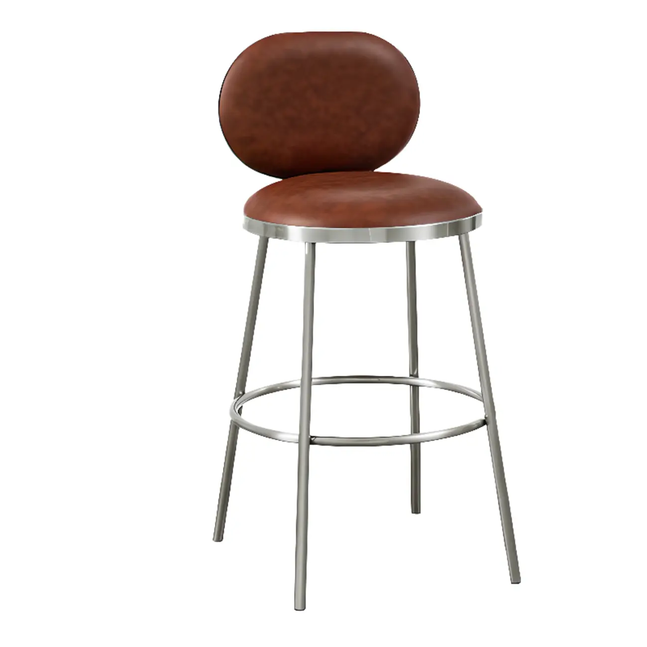 Modern 4-Leg Metal Faux Leather Upholstered Bar Stools
