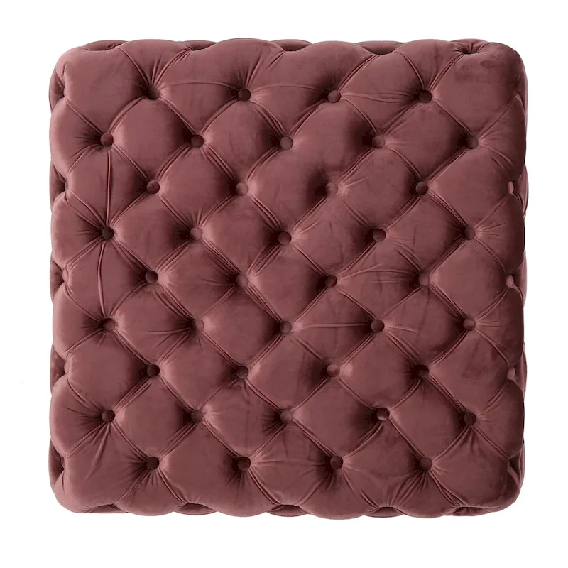 Jaymee Modern Glam Button Tufted Velvet Ottoman