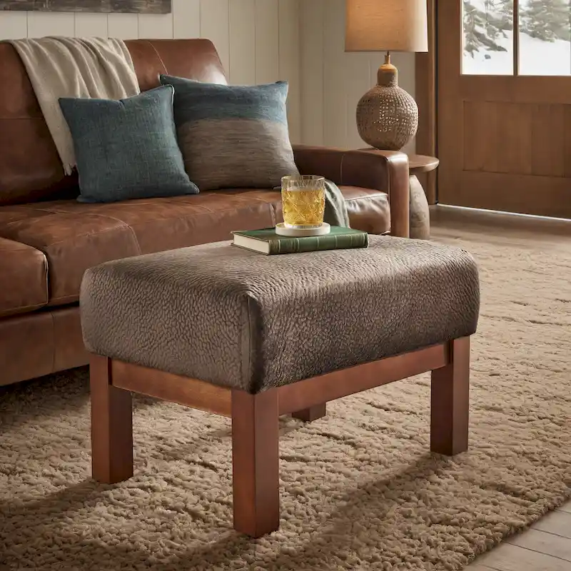 Sigulda Mission-Style Wood Ottoman