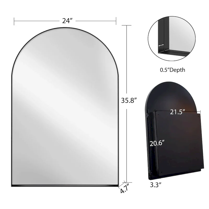 24x36 Inch Arched Recessed Medicine Cabinet