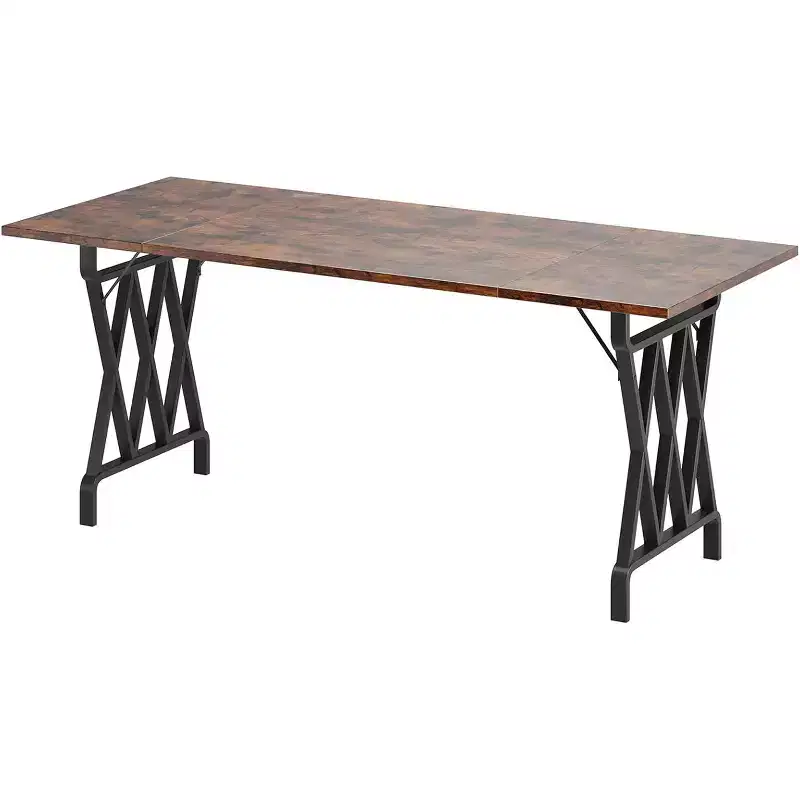 Dining table, 70.9-inch farmhouse-style kitchen dining table with heavy-duty metal legs, suitable for dining room, living room, and outdoor use.