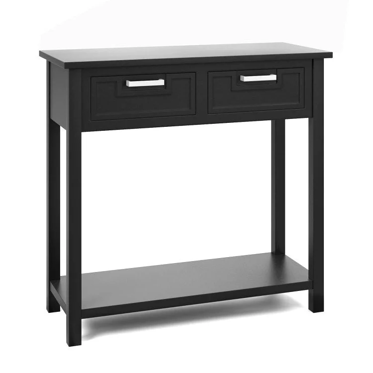 Narrow Console Table with 2 Drawers and Open Shelf, 31.5