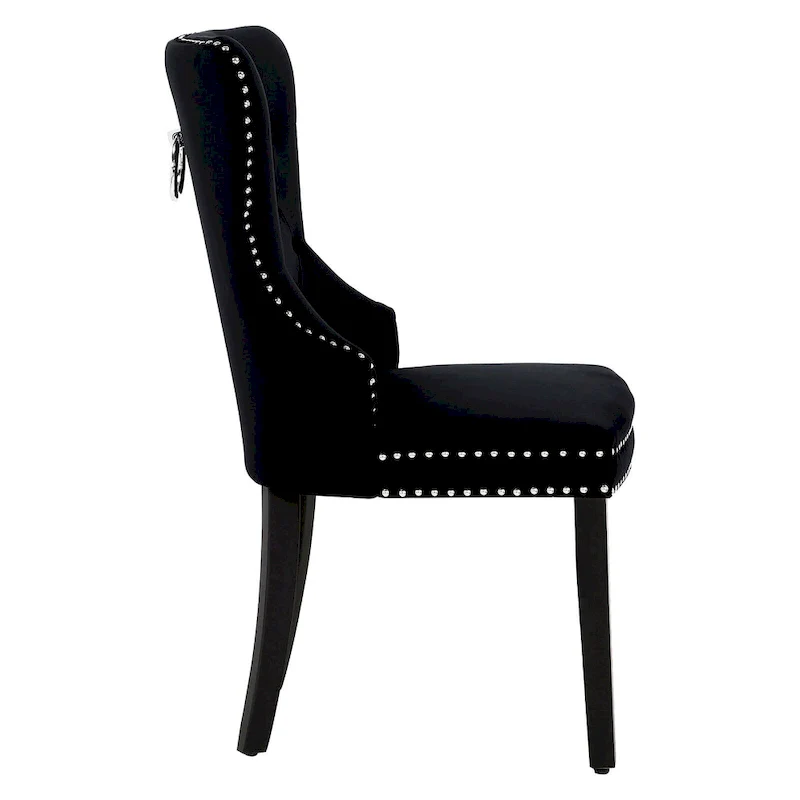 Tufted Wingback Dining Chair with Nailhead and Ring Pulls