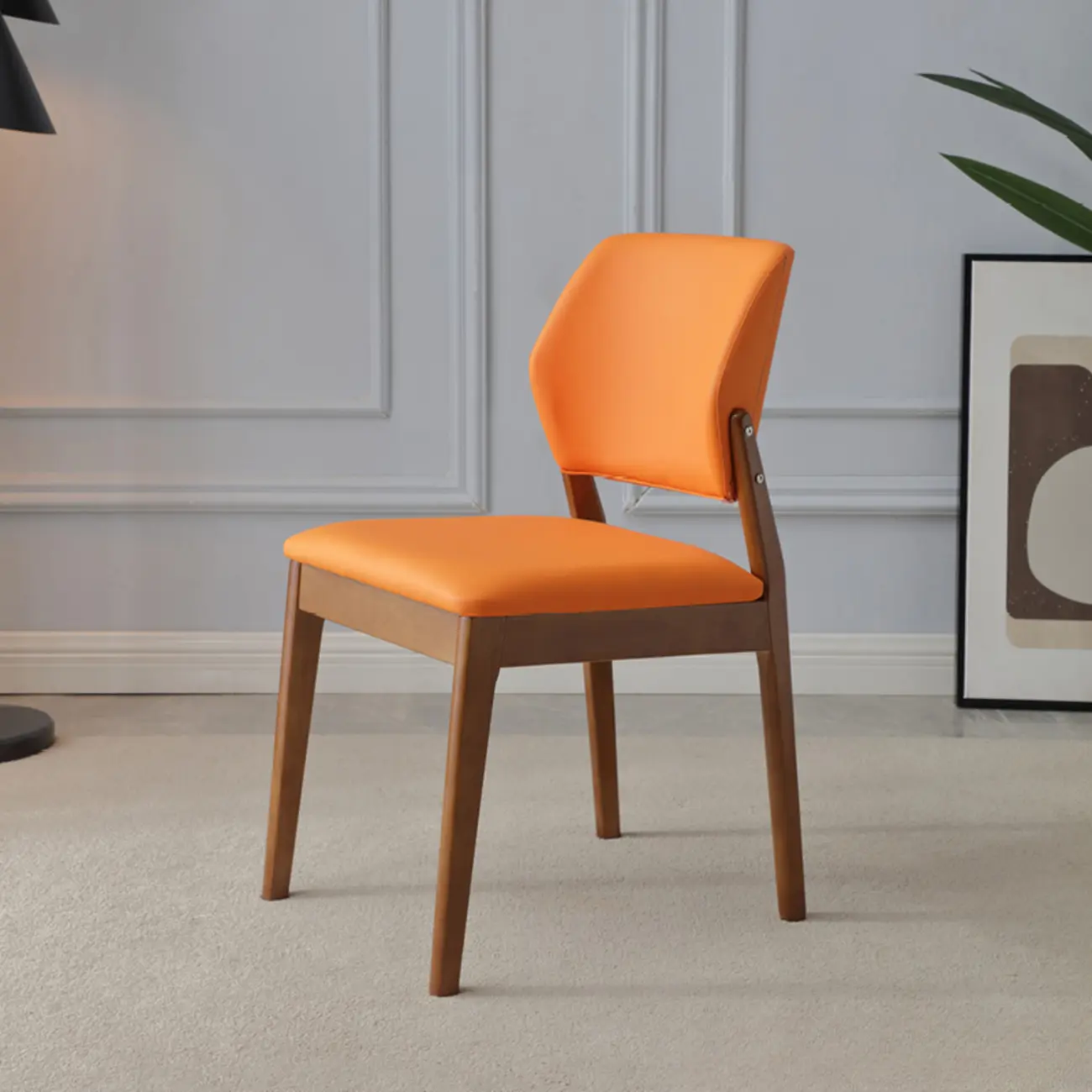 Scandinavian Faux Leather Low Back Dining Chair