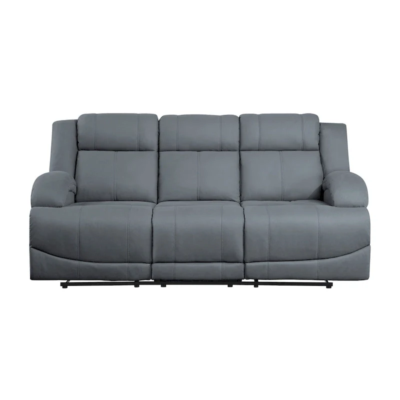 Blue Microfiber Double Manual Recliner Sofa with Pillow Top Arms – 2-Seat