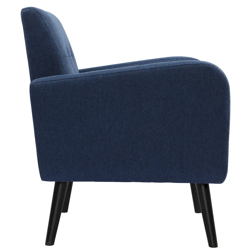 Mid-Century Modern Accent Chair with Tufted Back, Armrests, Polyester Fabric Upholstery, 29.75