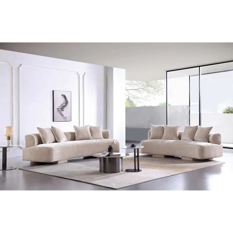 Manhattan Comfort 2 Piece Modern Verandah Chenille Multi Sofa Set