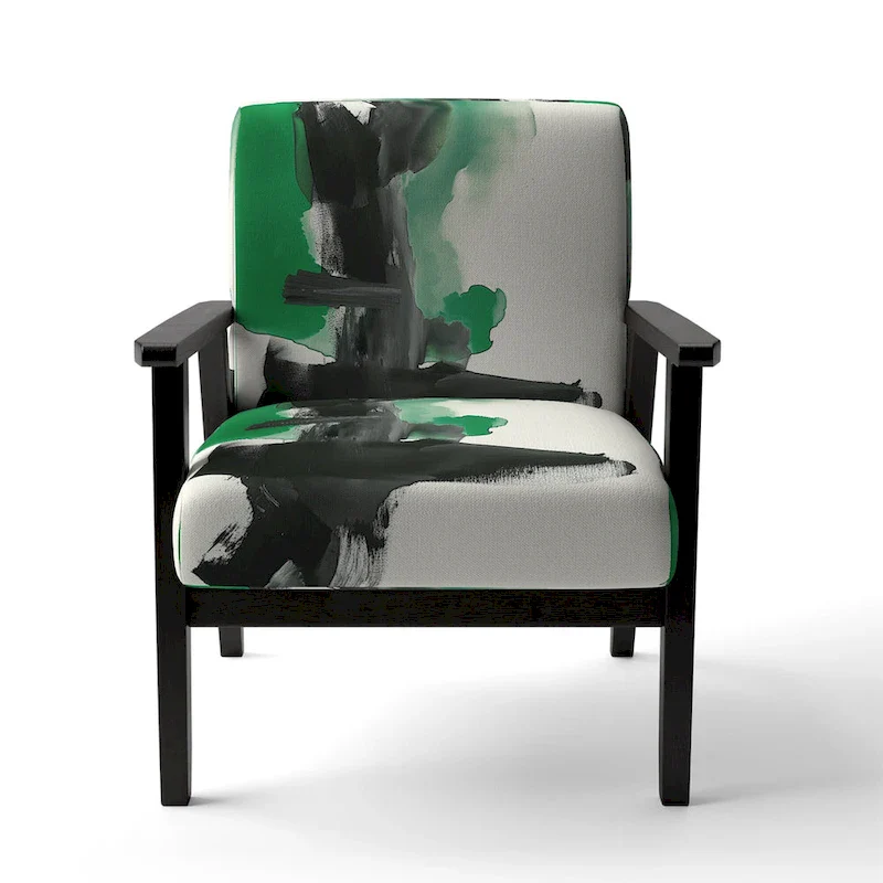 Geometric Black And Teal IV Upholstered Accent Chair