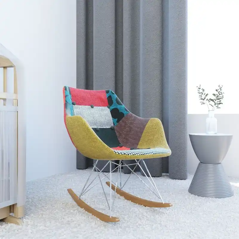 Willo Polyester Upholstered Rocking Nursing Chair - Modern Accent Armchair for Home Living Room Bedroom Indoor & Outdoor